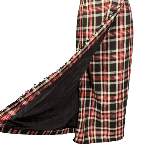 Vintage Plaid Maxi Skirt, 90s Tartan Wrap Skirt Preppy Academia Style - Picture 4 of 7